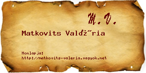 Matkovits Valéria névjegykártya